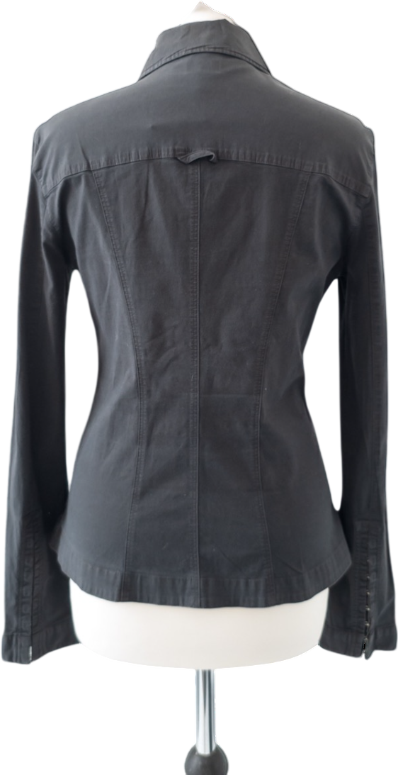ARMANI JEANS Grey Denim Fitted Hook & Eye Shirt UK 16