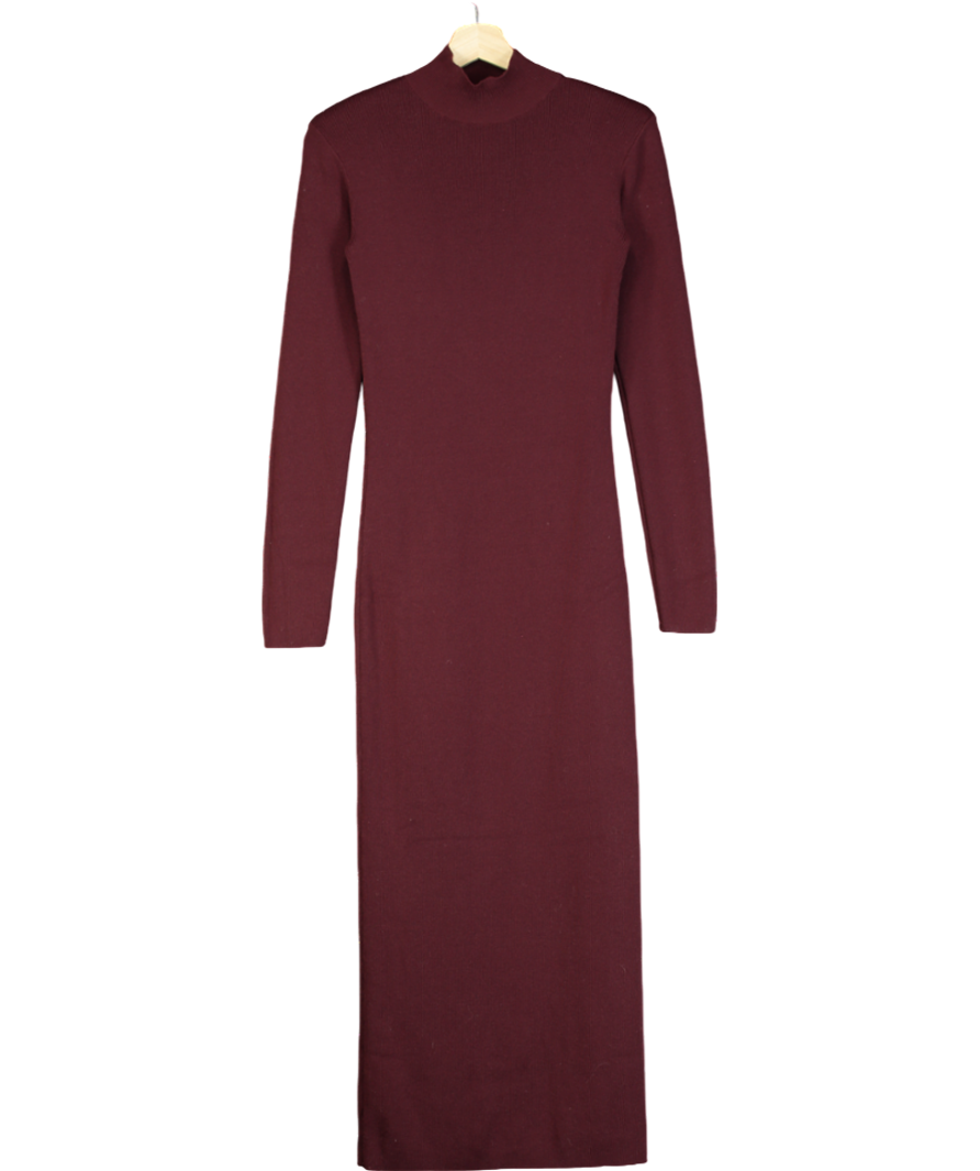 H&M Red Ribbed Knit Maxi Dress Wine Colour UK XS