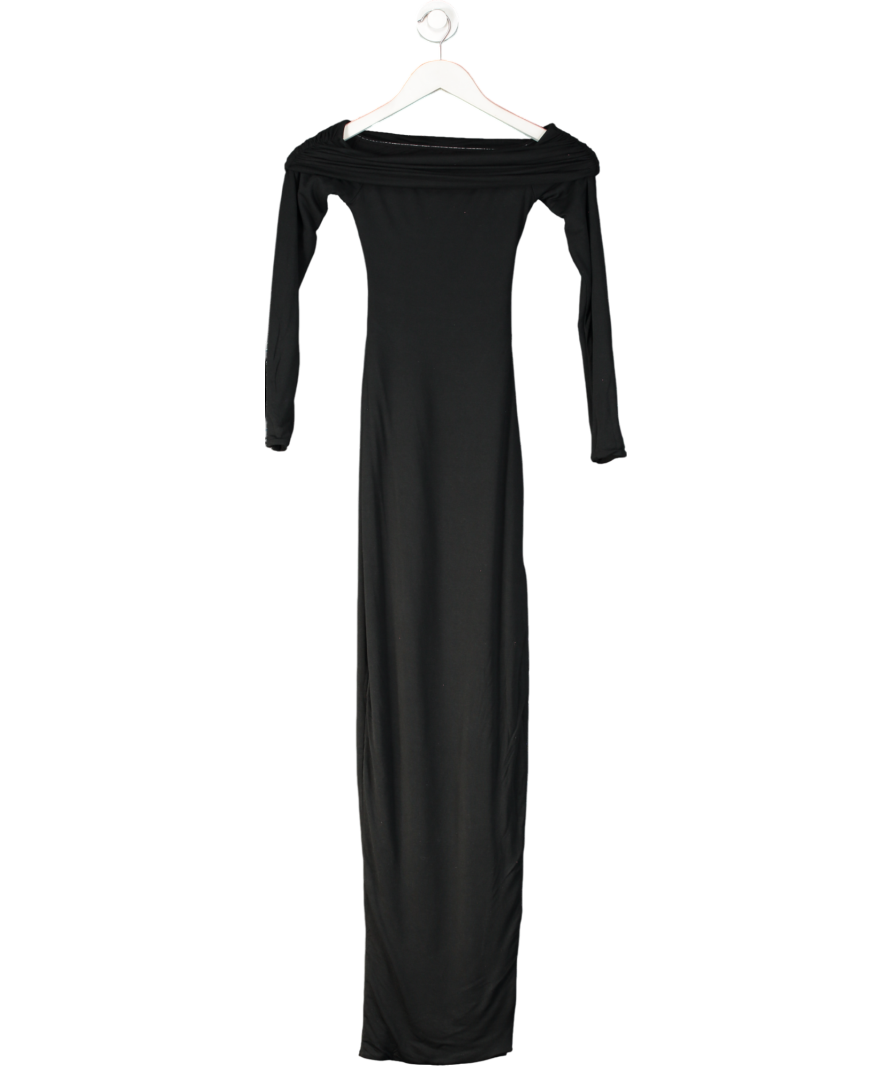 Oh Polly Black Honora Modal Off-shoulder Open-back Maxi Dress UK XXS