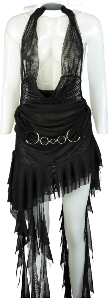 Jaded London Black Asymmetrical Tulle Skirt UK 10