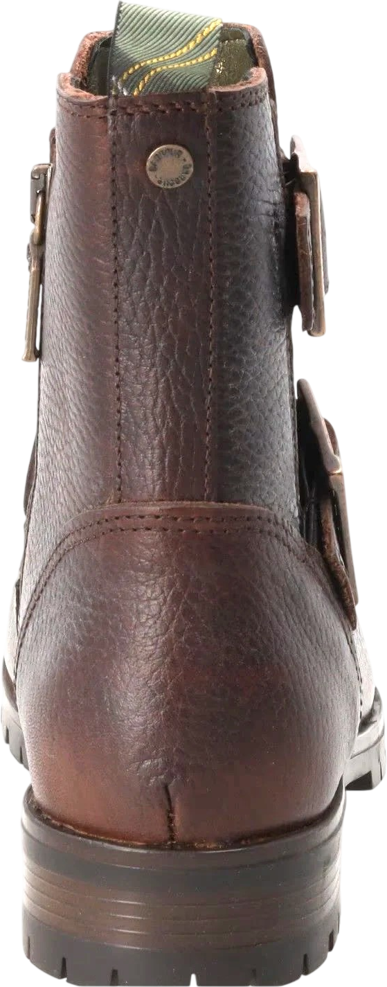 BARBOUR Brown / Antique Brass Pebbled Leather Double Buckle Ankle Boots UK 3 EU 36