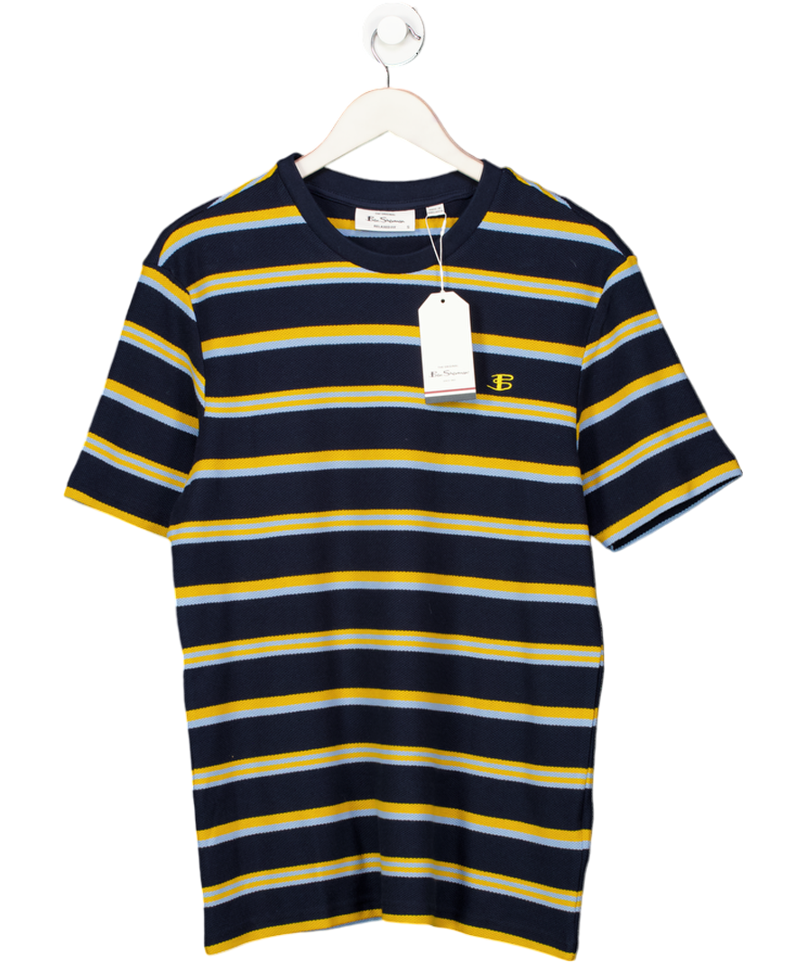 Ben Sherman Textured Stripe Tee In Dark Navy Blue UK S