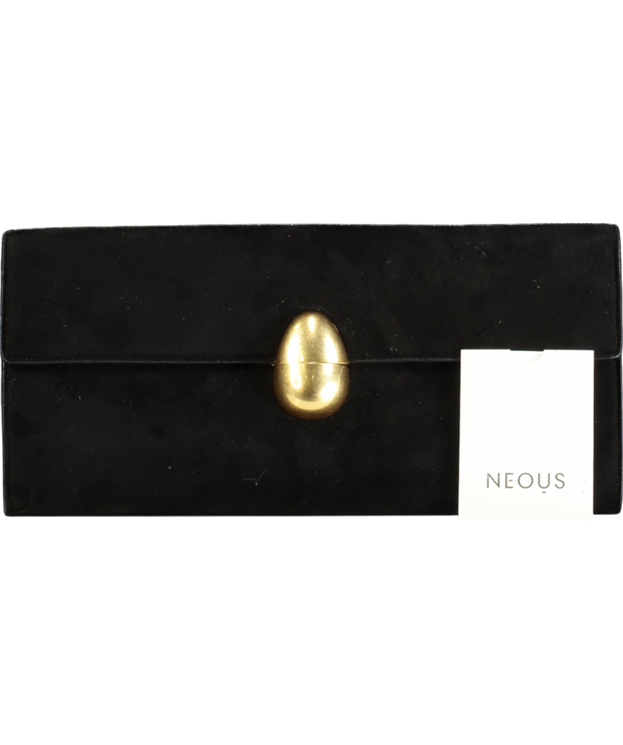 Neous Black Phoenix Suede Clutch with gold Hardware