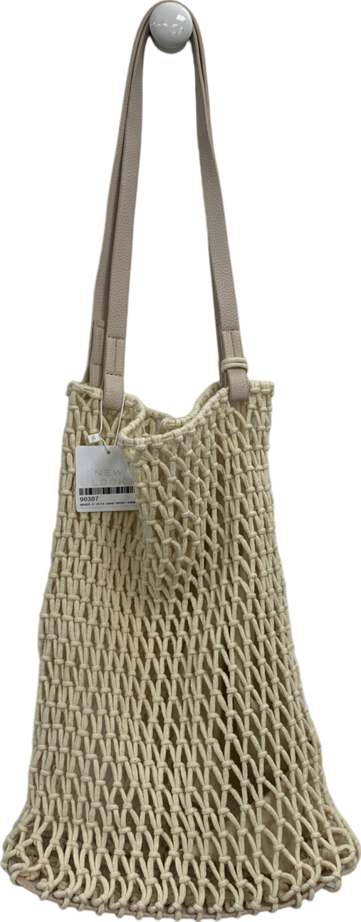 New Look Beige Cream Crochet Tote Bag