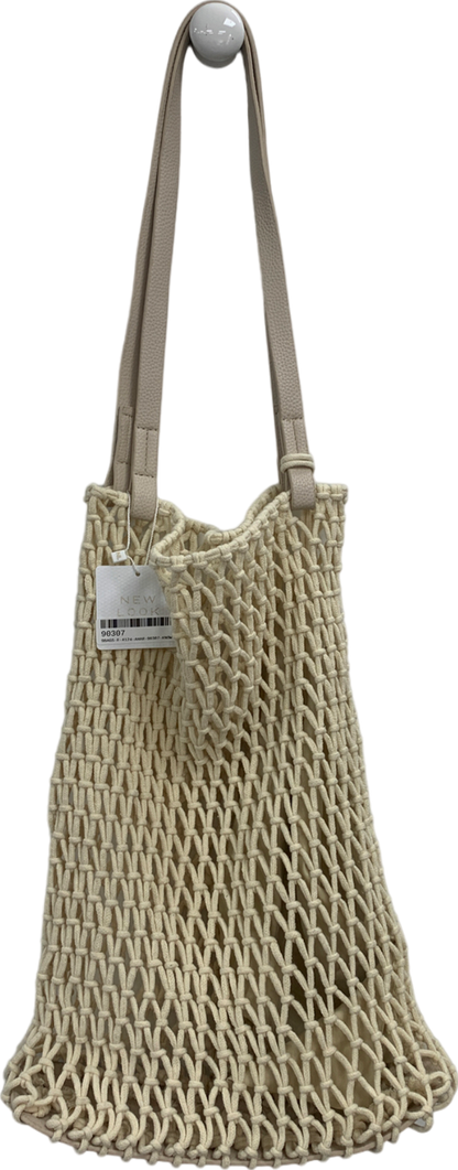 New Look Beige Cream Crochet Tote Bag