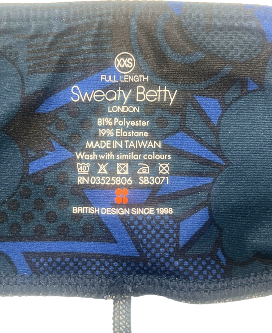 Sweaty Betty Blue Printed Leggings UK XXS