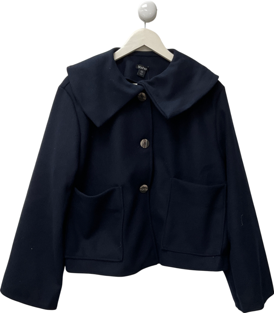 boohoo Blue Cropped Wool Look Jacket UK 12