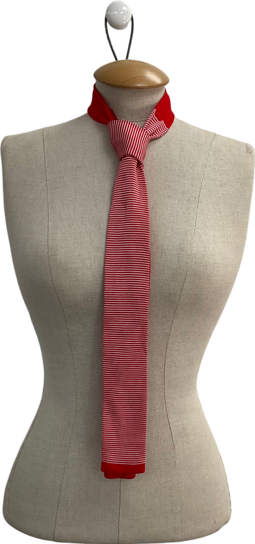 Beau Red Square Cut Knitted Tie One Size
