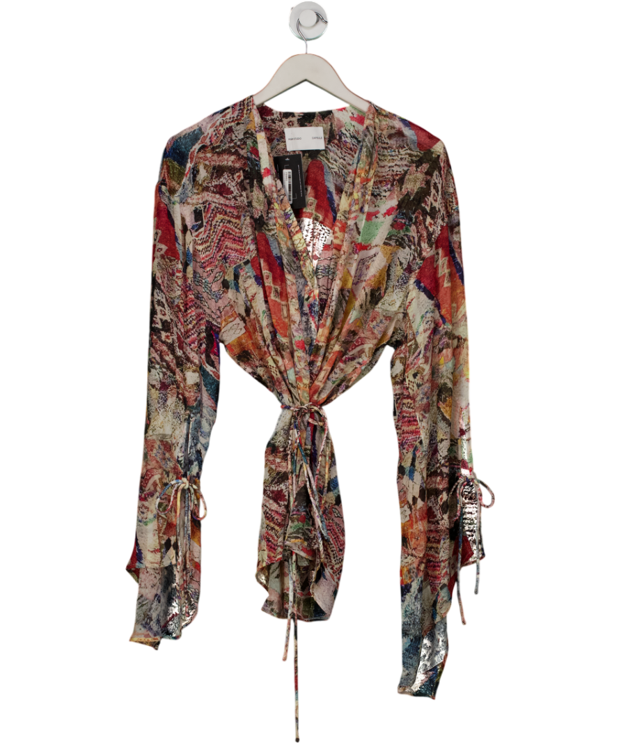 H&M Multicoloured Capsule Collection Chiffon Wrap Blouse UK M