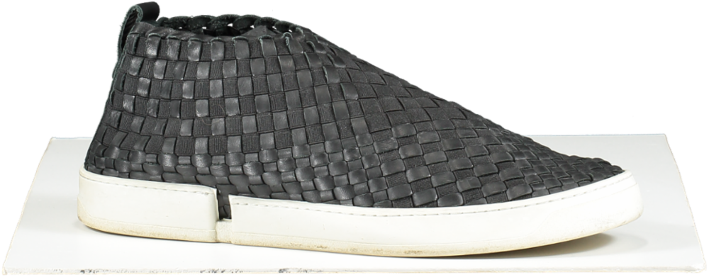 CASBIA Woven Man Calf Leather Trainers Black / White Sole UK 8 EU 42 👞