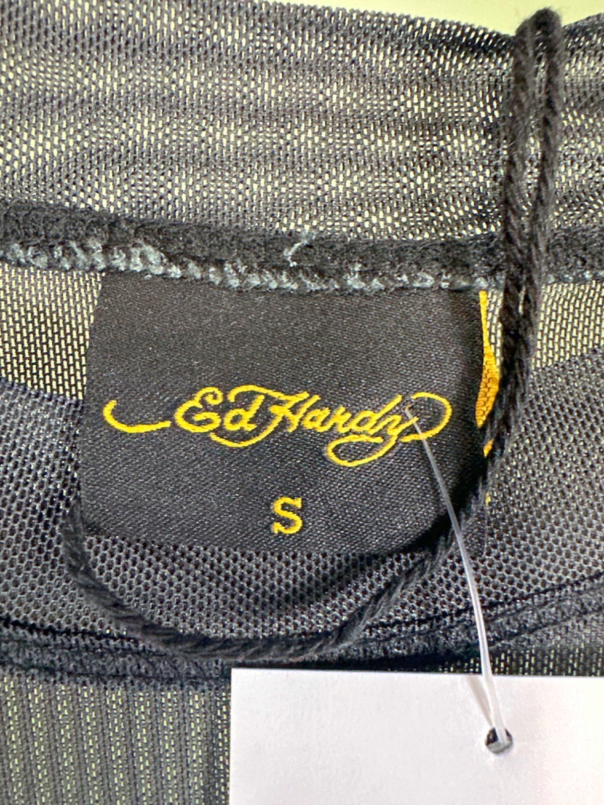 Ed Hardy Black Womens Geisha Fan Mesh Long Sleeve Maxi Dress UK S