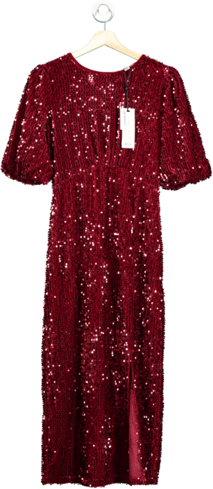 Love & Roses Red Sequin Empire Midi Dress UK 8