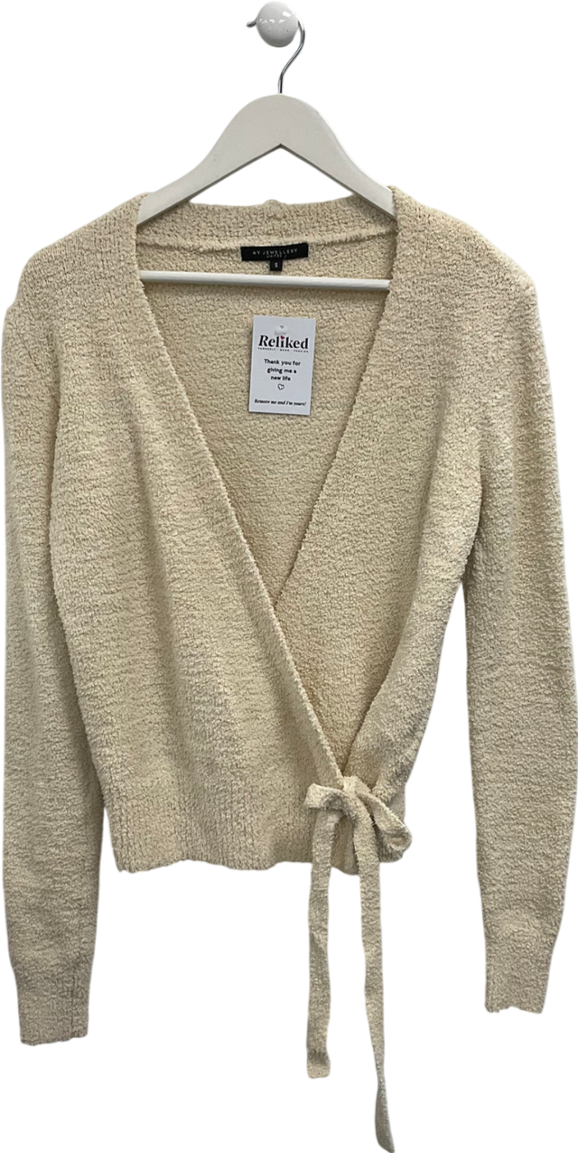 My Jewellery Cream Fluffy Wrap Over Cardigan UK S