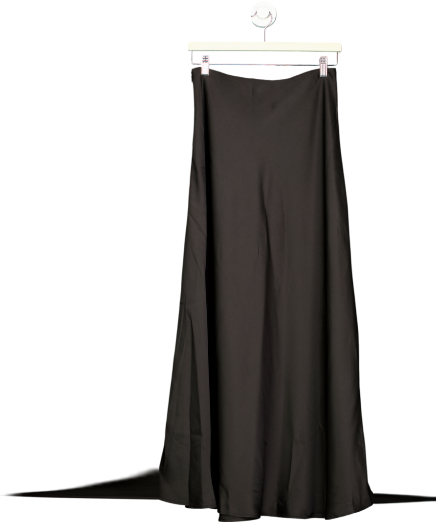 NA-KD Black Mid Waist Satin Maxi Skirt UK 6