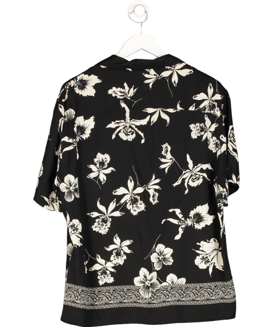 The Kooples Black Palm Tree Print Short Sleeve Shirt UK L