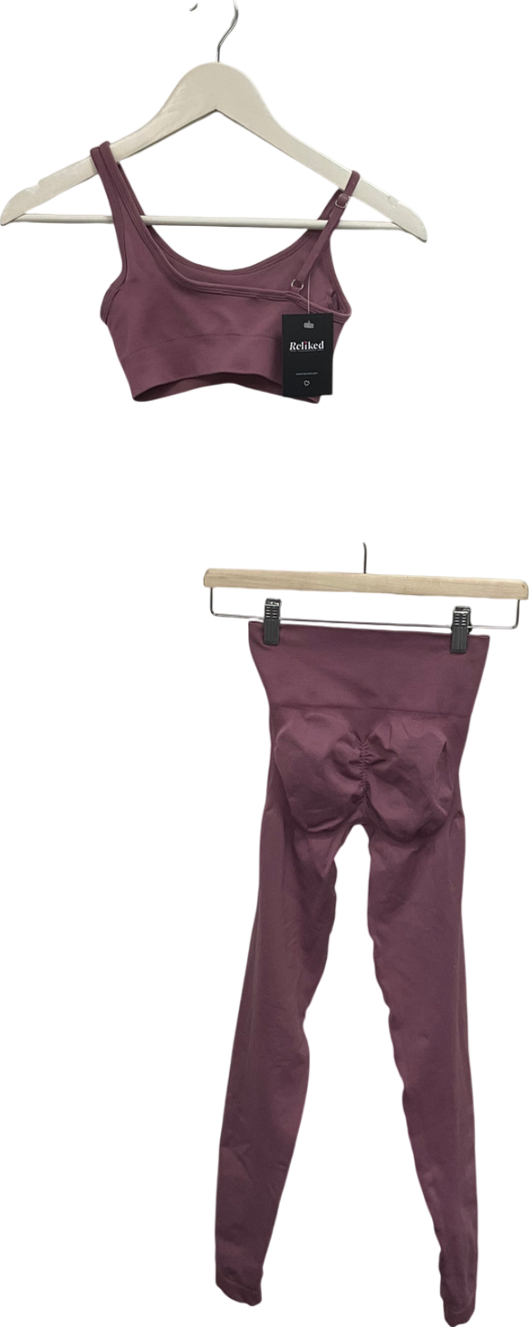 Bo + Tee Purple High Waist Leggings And Asymmetric Crop Top UK XS