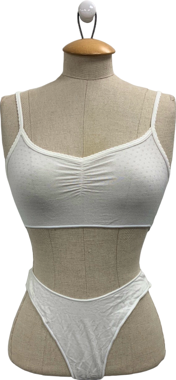 Skims Marble Micro Pointelle Scoop Bralette UK S/M