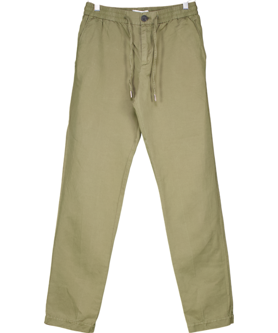 Mr P Green James Straight-leg Cotton And Linen-blend Twill Drawstring Trousers W30
