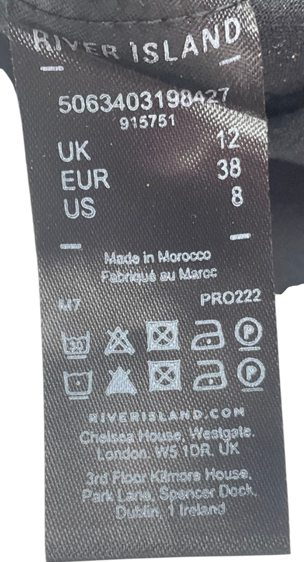 River Island Black Tapered Straight Leg Trousers UK 12