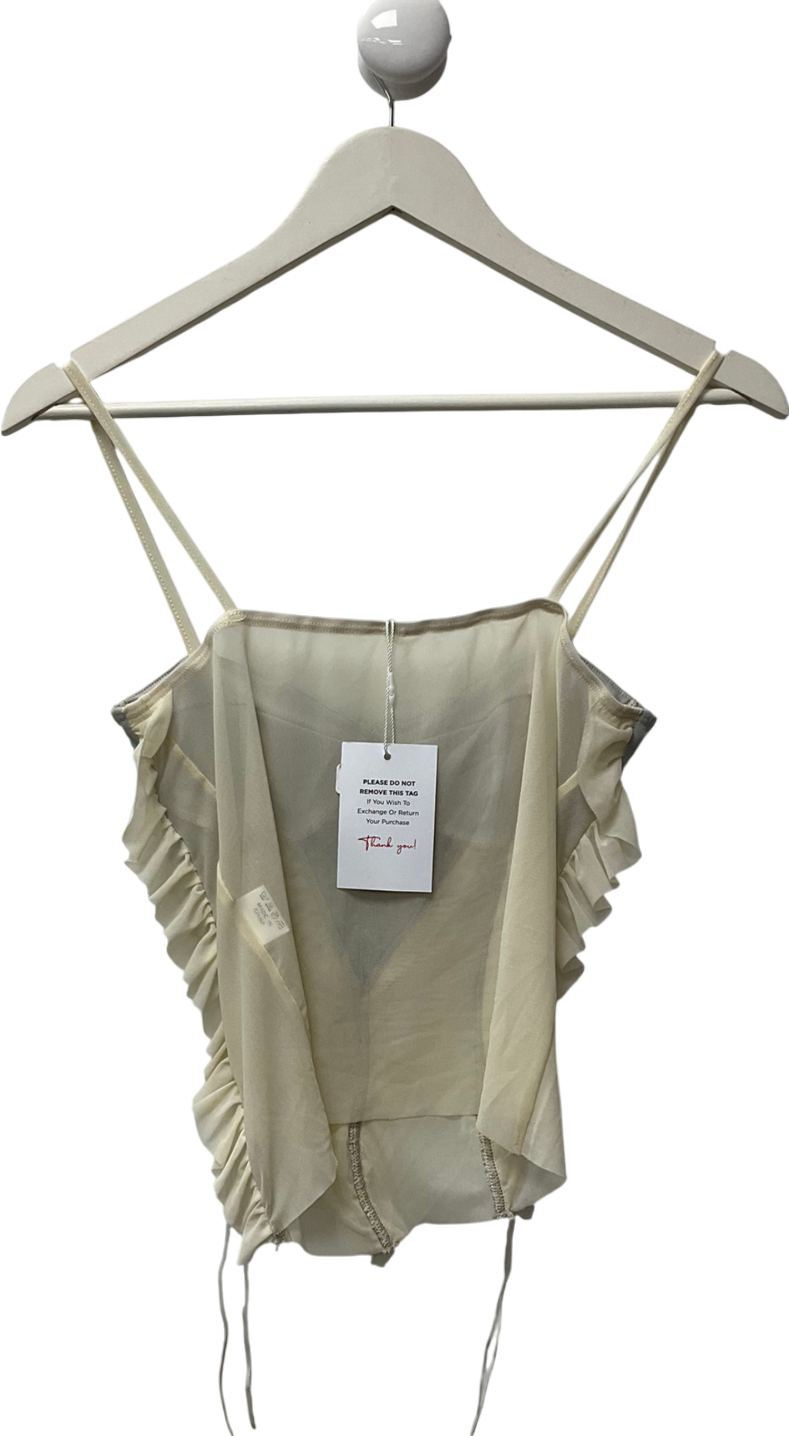 Amba studio Cream Strappy Frill Detail Top UK S