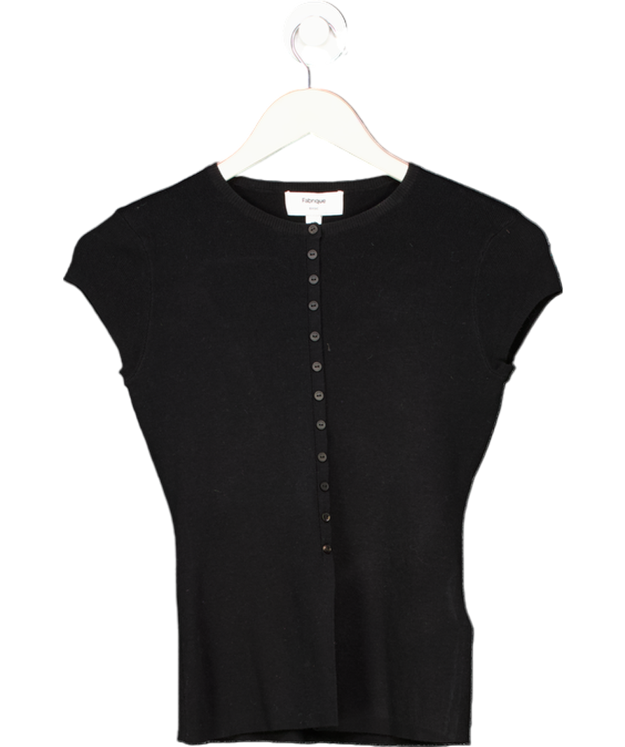 FABRIQUE Black Row Slim Fitt Top In Rayon Blend Knit UK XS