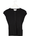 FABRIQUE Black Row Slim Fitt Top In Rayon Blend Knit UK XS