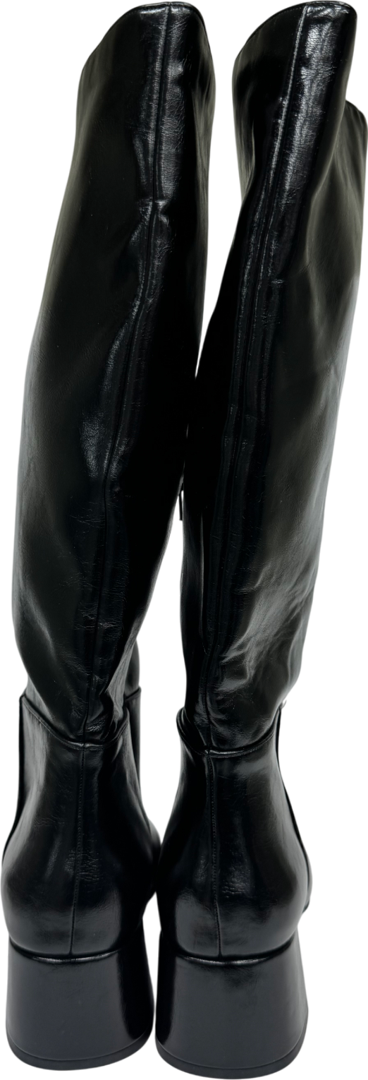 Very Black Low Block Heel Boot UK 8 EU 41 👠