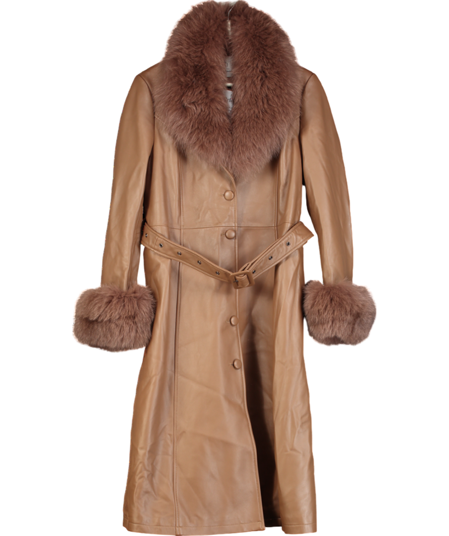 Otillia Brown Jessie Leather Coat UK M