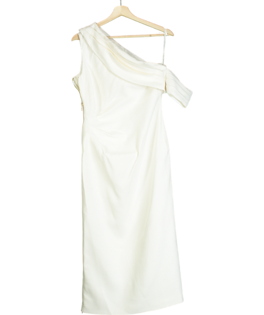 Karen Millen White Tailored One Shoulder Folded Maxi Dress UK 8