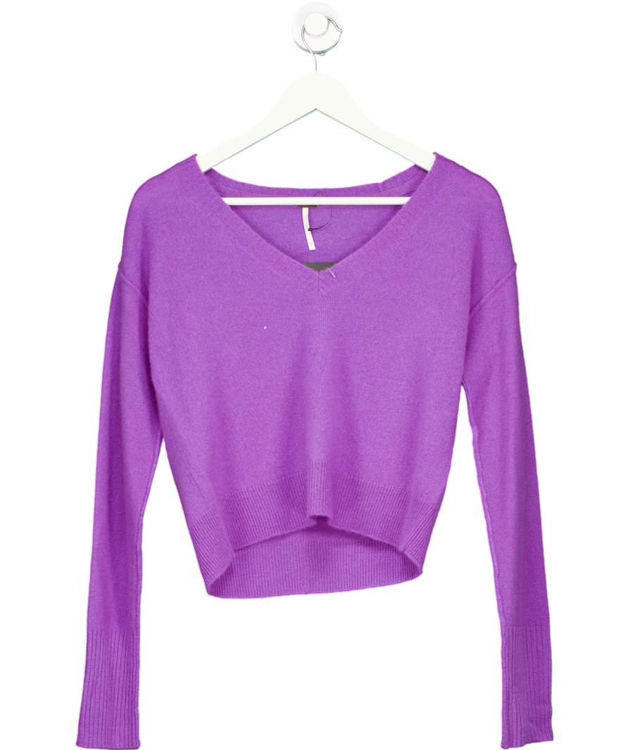 Free People Purple Stellar Pullover Sweater 100% Cashmere UK S
