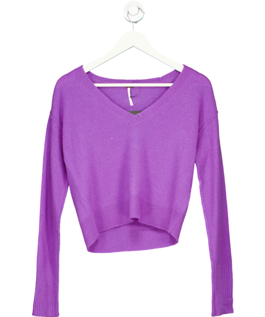 Free People Purple Stellar Pullover Sweater 100% Cashmere UK S