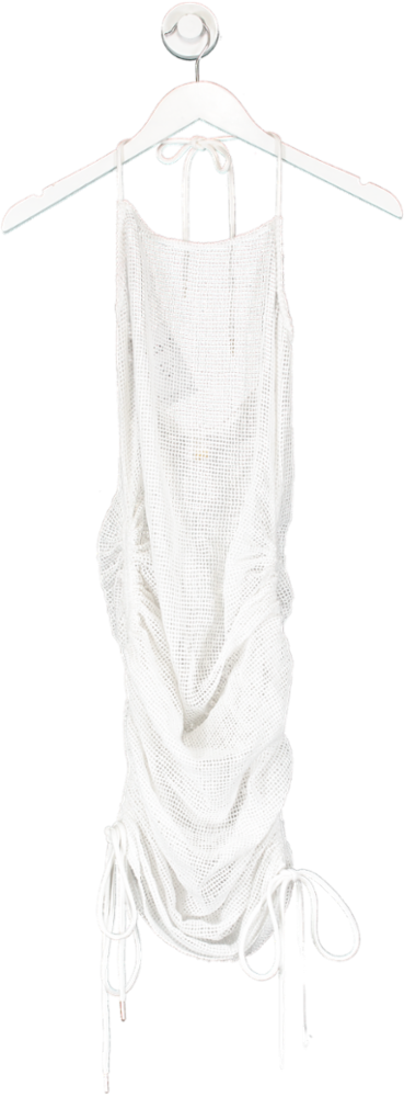 Shondel White Halter Neck Crochet Mini Dress UK S