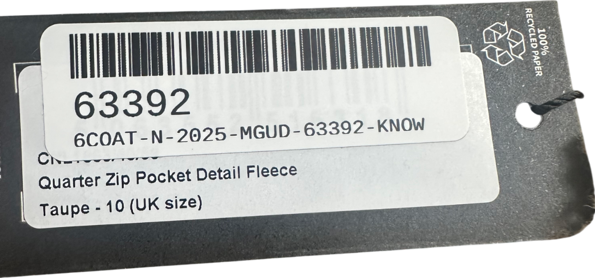 PrettyLittleThing Beige Taupe Quarter Zip Pocket Detail Fleece UK 10