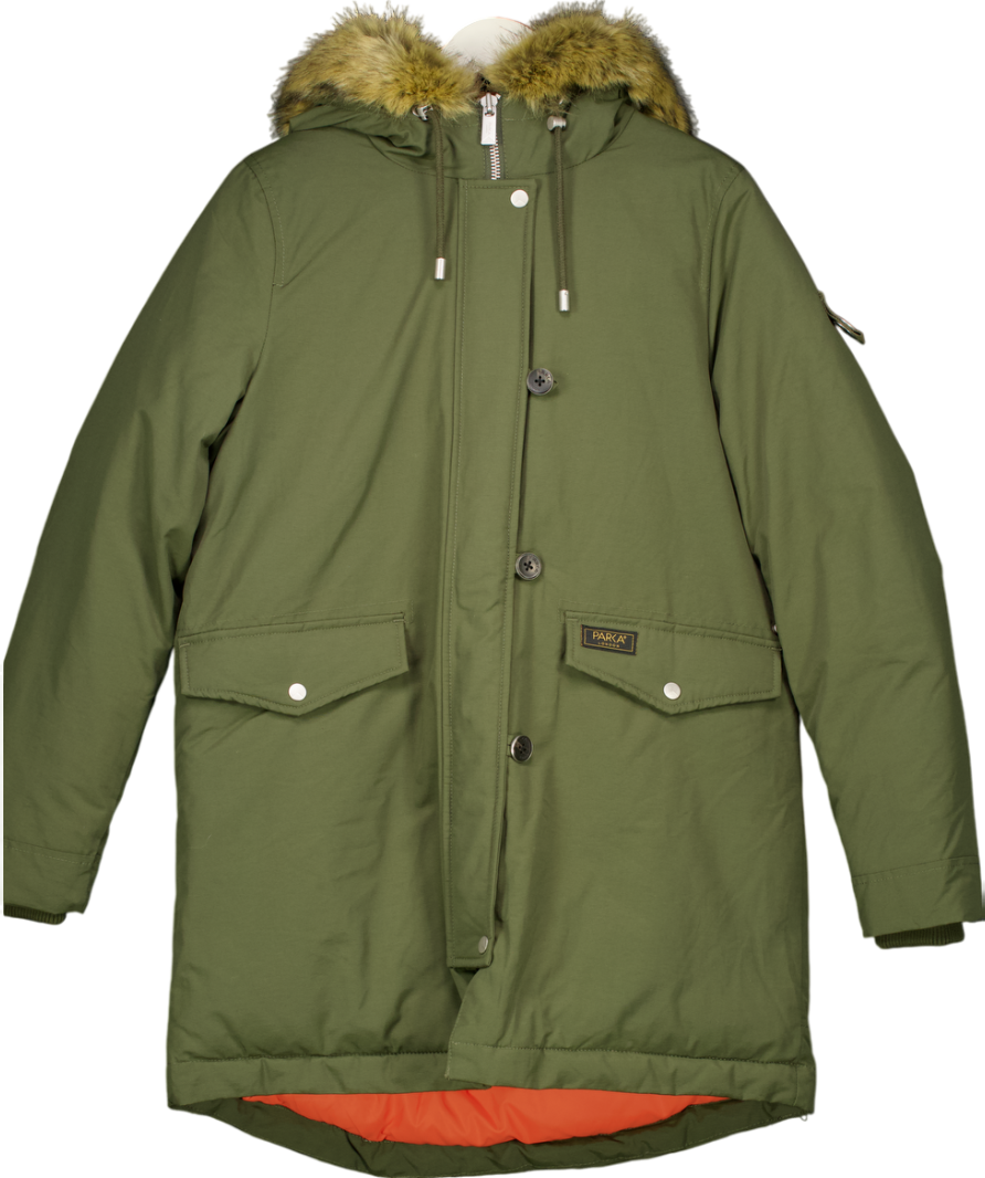 Parka London Green Stormont Long-length Faux Fur Parka UK M