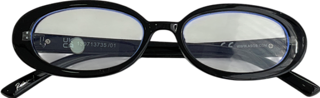 ASOS Oval Sunglasses In Black With Blue Lens One Size