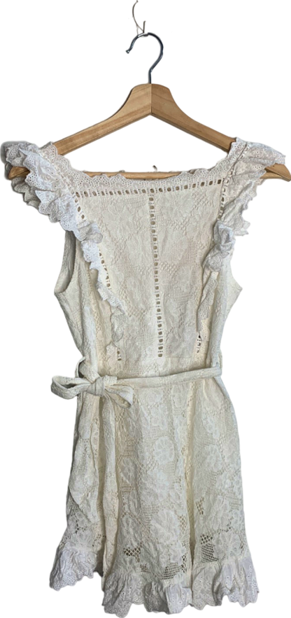 White Lace Ruffle Dress M