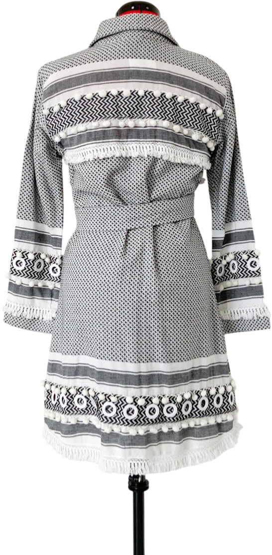 Dodo Bar Or Black & White Embroidered Belted Dress UK S