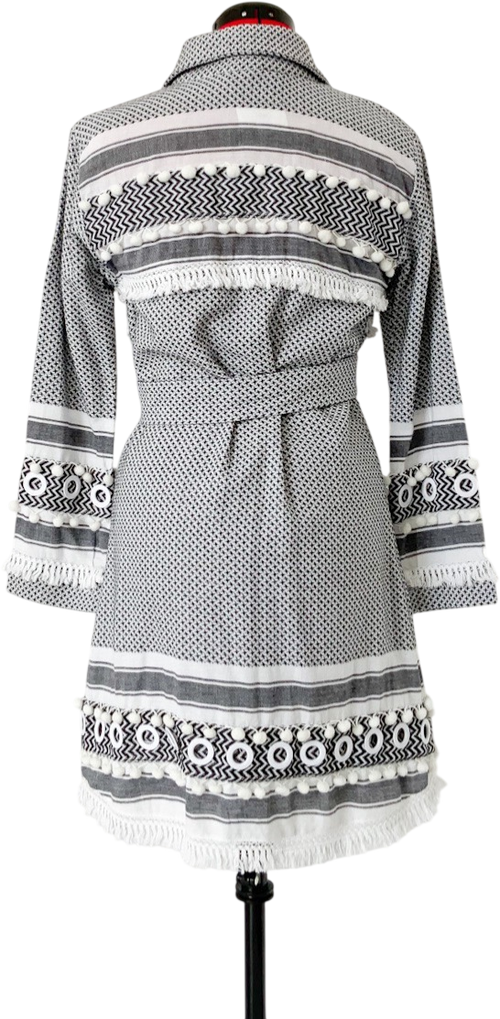 Dodo Bar Or Black & White Embroidered Belted Dress UK S