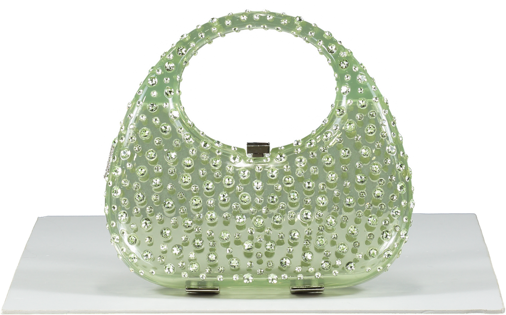 L'alingi Green Mint Meleni Bag Crystal Encrusted Resin Bag One Size