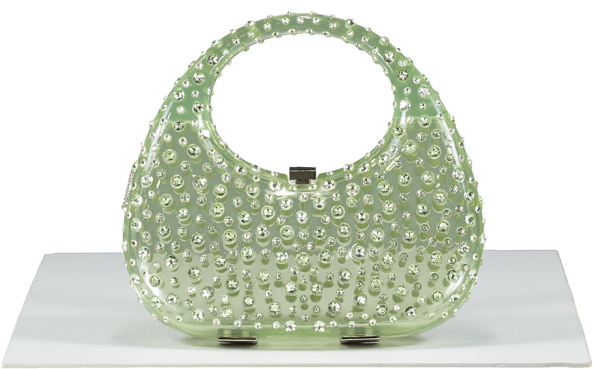 L'alingi Green Mint Meleni Bag Crystal Encrusted Resin Bag One Size