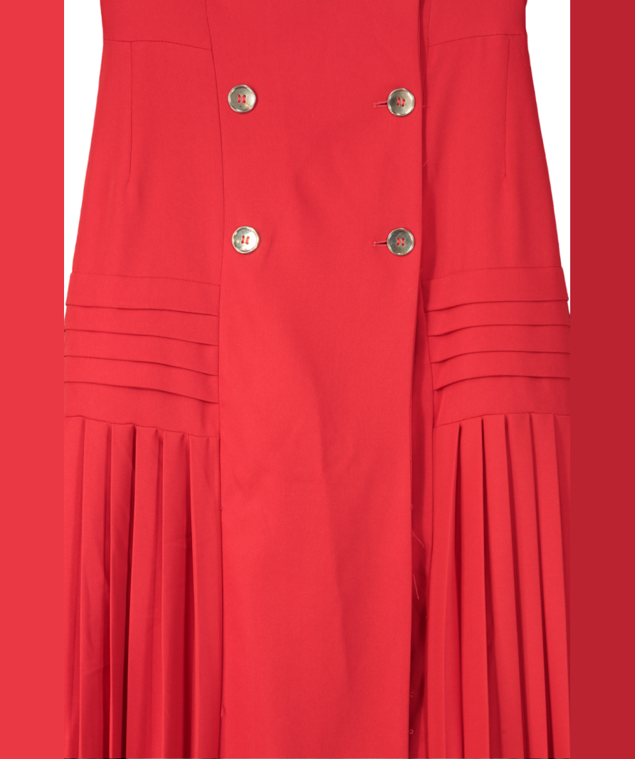 Karen Millen Red Pleated Tailored Midi Blazer Dress UK 8