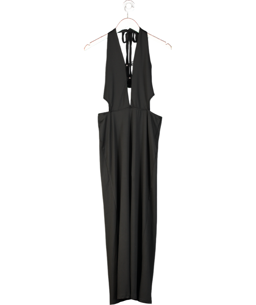 Black Halter Neck Cut Out Backless Maxi Dress UK L