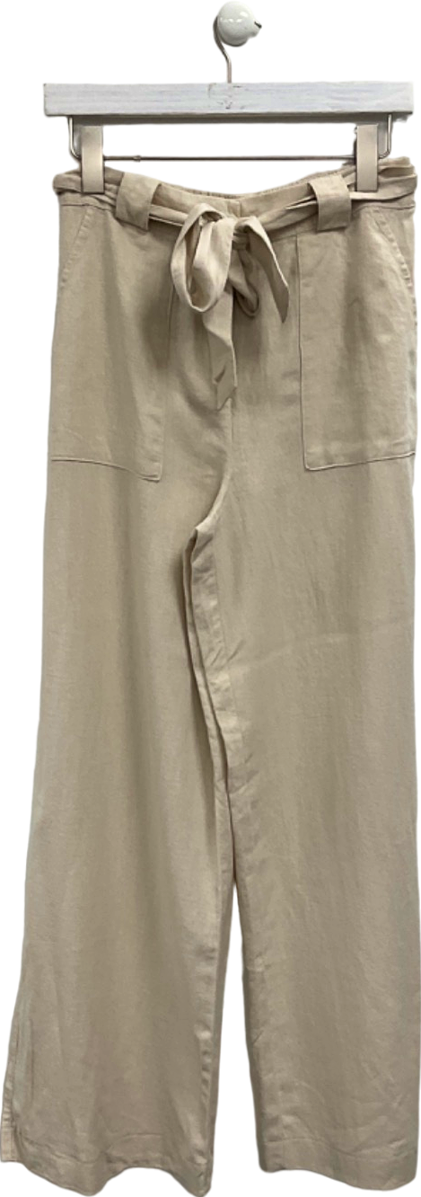 New Look Beige Wide Leg Trousers UK 8