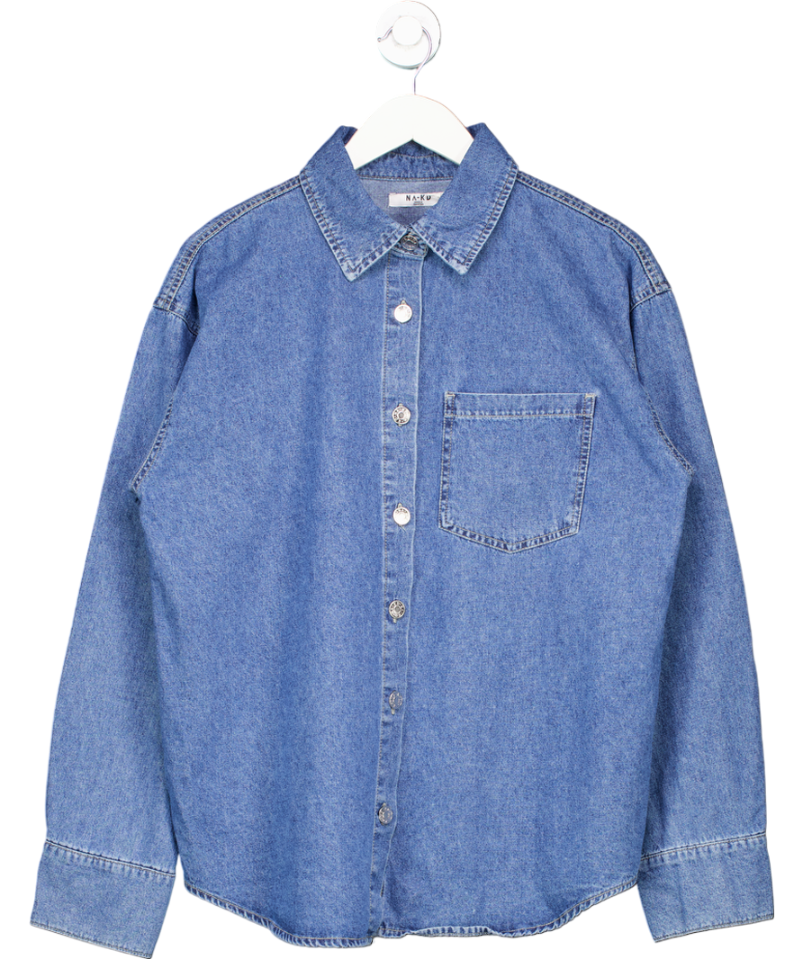 NA-KD Blue Denim Shirt UK 10