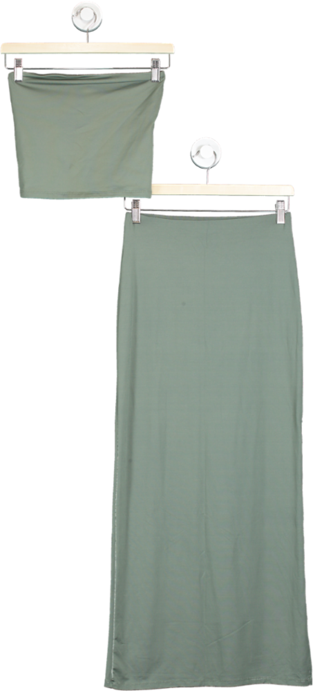 Bershka Green High Waisted Maxi Skirt & top co-ord set XS
