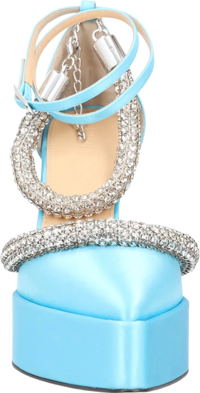 AMINA MUADDI Blue Embellished Kimberly Platform Heels UK 4 EU 37