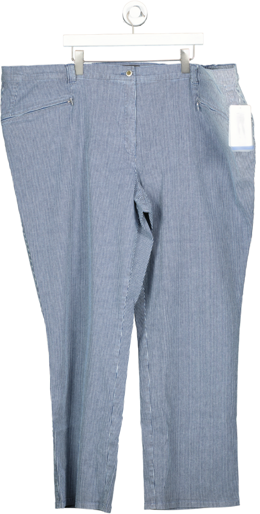 Ulla Popken Blue Mony Straight Tapered Striped Trousers UK XXXL