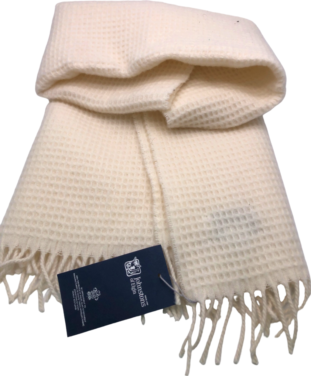 Johnstons of Elgin Cream Waffle Knit Scarf