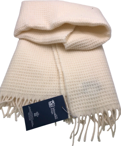 Johnstons of Elgin Cream Waffle Knit Scarf