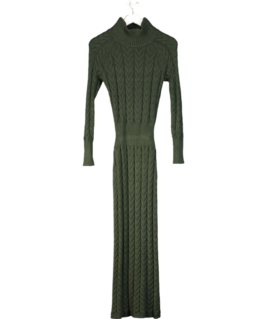 Karen Millen Green Cable Knit Funnel Neck Maxi Dress UK XS